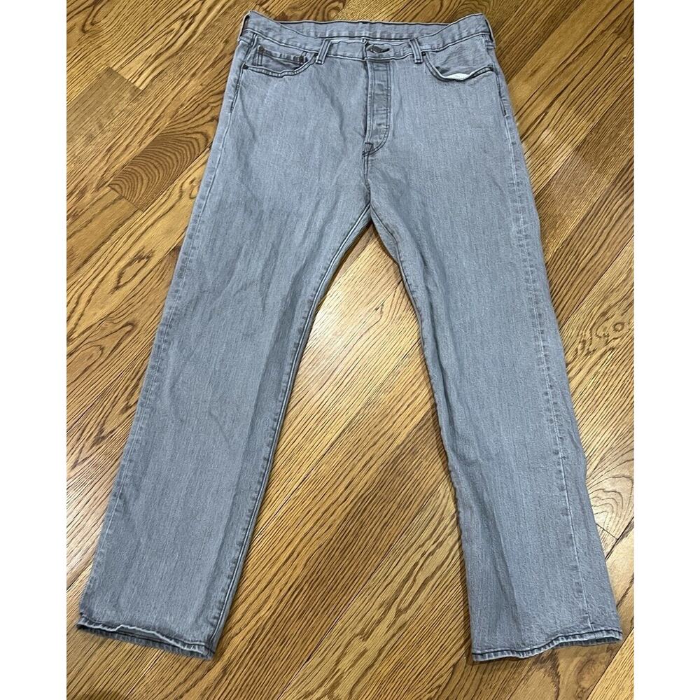 Levi Jeans 36x30 (Measured) Gray 501 Model Straight Leg Button Fly Medium Wash